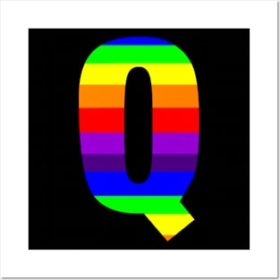 The Letter Q in Rainbow Stripes Posters and Art